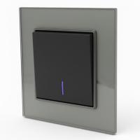 Glass CMB-005 1 клавишный проходной выключатель с LED（Черный-графит）