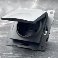 MC-017 Розетка с/з с крышкой без рамки（Графит-Матовый）