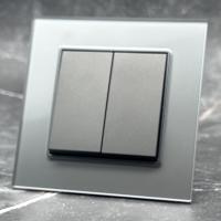 Glass MMC-011 2 клавишный перекрестный выключатель без рамки（Графит-Матовый）