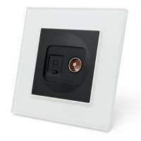 Glass WMB-024 Компьютерная cat 6e+Телевизионная розетка024 （Черный-белый）