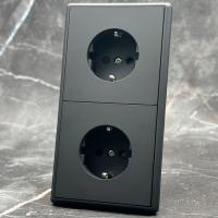 Elegant MTB-2013B 2 розетки с заземлением, вертикальная (Черный-Матовый)