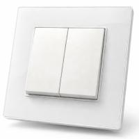 Cristal MMW-007 2 клавишный проходной выключатель（Белый）