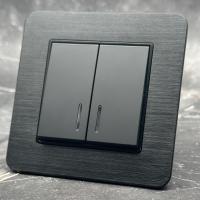 Aluminum MMB-009 2 клавишный проходной выключатель с LED（Черный）