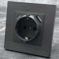 Cristal MMC-015 Розетка   с заземлением USB+TYPE-C（Серый）