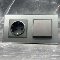 Glass MMC-001/013 1 клавишный 1 полюсный выключатель/ Розетка c заземления（Серый）