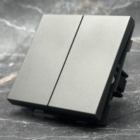TC-007  2 клавишный проходной  выключатель без рамки（Графит-Матовый）