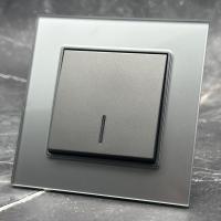 Glass MMC-005 1 клавишный проходной выключатель с LED（Графит-Матовый）