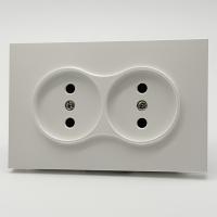 TW-031 Розетка двойная  без заземления 120 без рамки（Белый-Матовый）