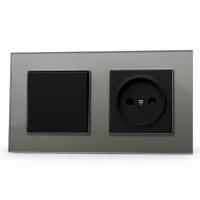 Glass CMB-001/012 1 клавишный 1 полюсный выключатель/ Розетка   без заземления（Черный-графит）