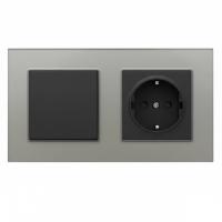 Glass CMB-001/013 1 клавишный 1 полюсный выключатель/ Розетка c заземлением（Черный-графит）