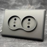 Elegant MTC-030  Розетка двойная  с заземлением 120（Графит-Матовый）