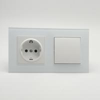 Glass MMW-001/013 1 клавишный 1 полюсный выключатель/ Розетка c заземления（Белый）