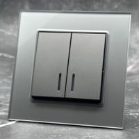 Glass MMC-008 2 клавишный 1 полюсный выключатель с LED（Серый）