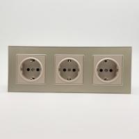 Glass MMG-3013 3 розетки с заземлением（Золото）
