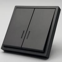 Art MTC-009 2 клавишный проходной  выключатель с LED（Графит-Матовый）