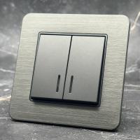 Aluminum MMC-008 2 клавишный 1 полюсный выключатель с LED（Серый）