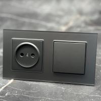 Glass MMC-001/012 1 клавишный 1 полюсный выключатель/ Розетка   без заземления（Серый）