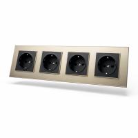 Glass GMB-4013 4 розетки с заземлением （Черный-золото）
