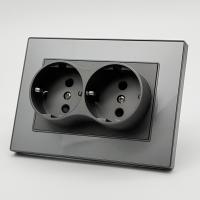 Cristal MMC-030 Розетка двойная  с заземлением 120 （Графит-Матовый）