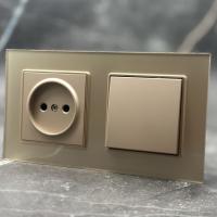 Glass MMG-001/012 1 клавишный 1 полюсный выключатель/ Розетка   без заземления（Золотой）