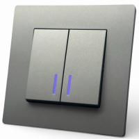 Grace MMC-008 2 клавишный 1 полюсный выключатель с LED（Серый）