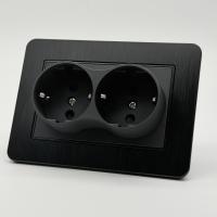 Aluminum MMB-030 Розетка двойная  с заземлением 120 （Черный-Матовый）