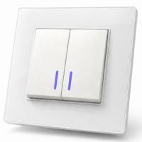 Cristal MMW-009 2 клавишный проходной выключатель с LED（Белый）