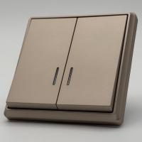 Elegant MTG-009 2 клавишный проходной  выключатель с LED（Золото-Матовый）