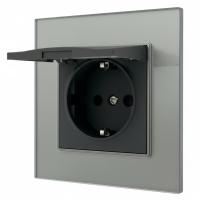 Glass CMB-017 Розетка с/з с крышкой（Черный-графит）