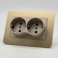Aluminum MMG-030 Розетка двойная  с заземлением 120 （Золото-Матовый）