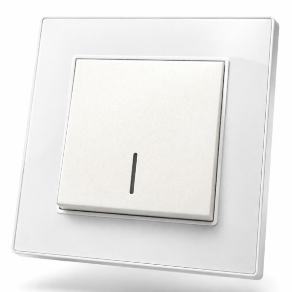 Cristal MMW-005 1 клавишный проходной выключатель с LED（Белый）