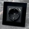 Glass MMB-015 Розетка   с заземлением USB+TYPE-C（Черный）