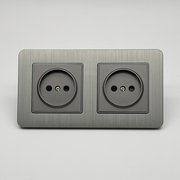 Aluminum MMC-2012 2 розетки без заземления（Графит）