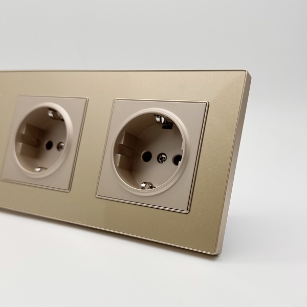 Cristal MMG-3013 3 розетки с заземлением（Золото）