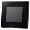 Cristal MMB-005 1 клавишный проходной выключатель с LED （Черный-Матовый）