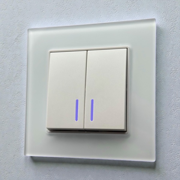 Glass MMW-008 2 клавишный 1 полюсный выключатель с LED（Белый）