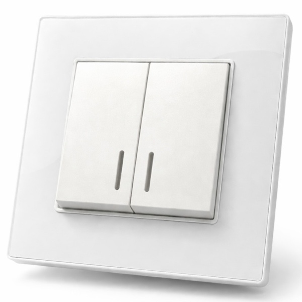 Cristal MMW-009 2 клавишный проходной выключатель с LED（Белый）