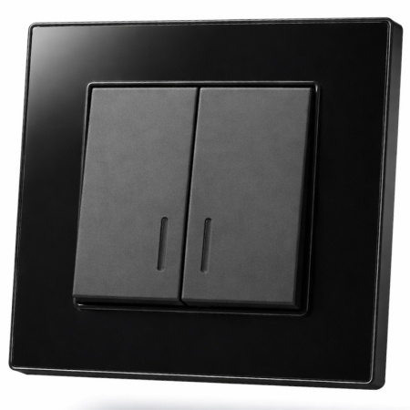 Cristal MMB-008 2 клавишный 1 полюсный выключатель с LED（Черный）