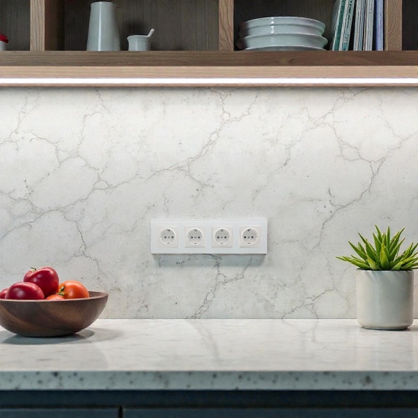 Glass MMW-4013 4 розетки с заземлением（Белый）