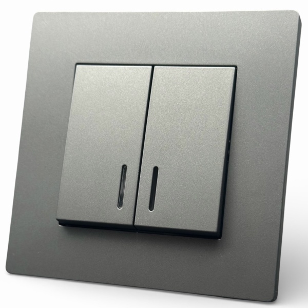 Grace MMC-008 2 клавишный 1 полюсный выключатель с LED（Серый）