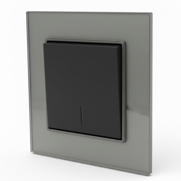 Glass CMB-005 1 клавишный проходной выключатель с LED（Черный-графит）