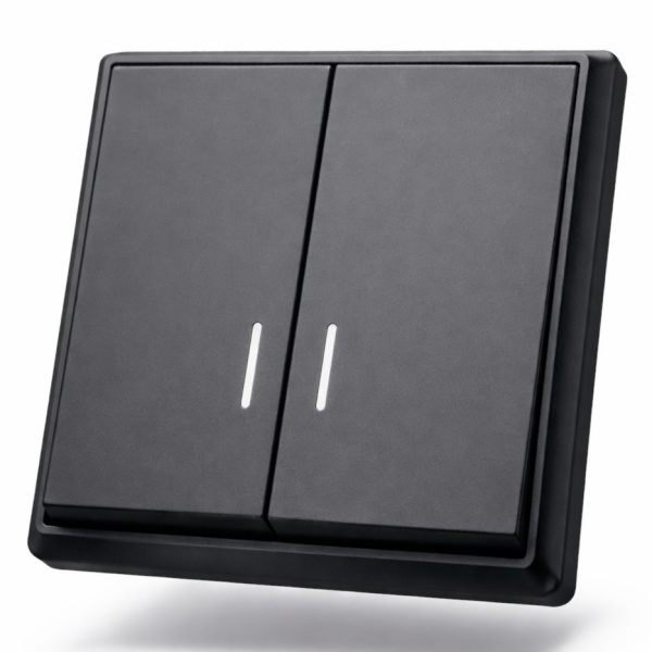 Elegant MTB-009 2 клавишный проходной  выключатель с LED（Черный-Матовый）