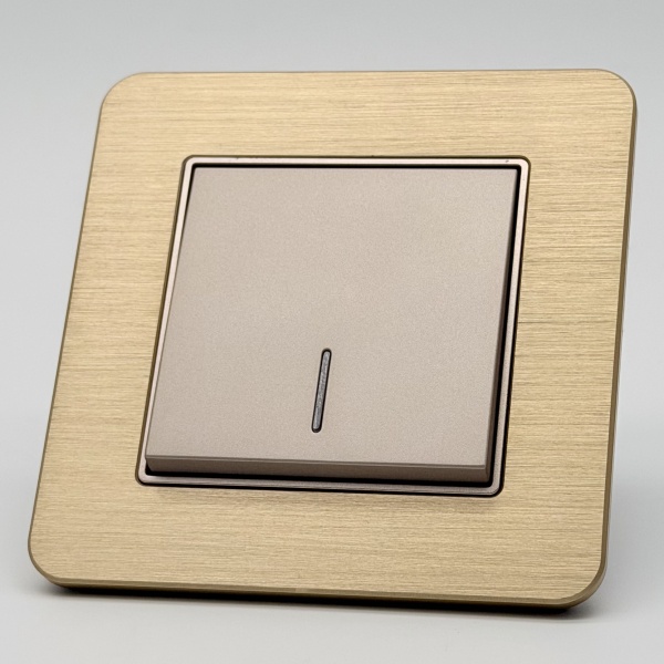 Aluminum MMG-005 1 клавишный проходной выключатель с LED （Золото-Матовый）