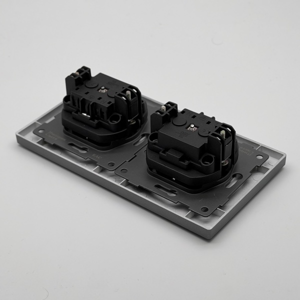 Glass MMC-2013 2 розетки с заземлением（Графит）