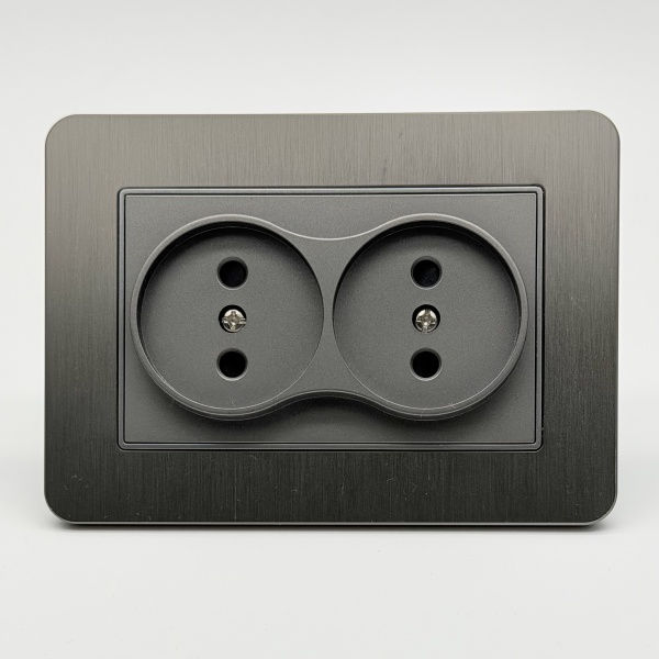 Aluminum MMC-031 Розетка двойная  без заземления 120（Графит-Матовый）