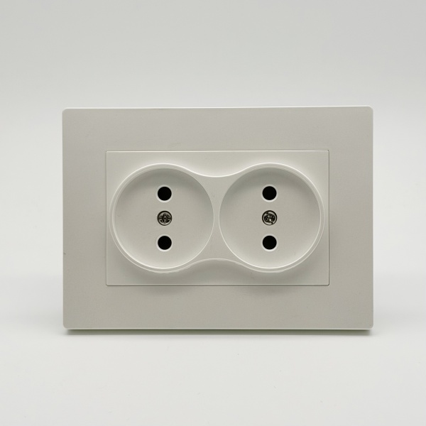 Grace MMW-031 Розетка двойная  без заземления 120（Белый-Матовый）