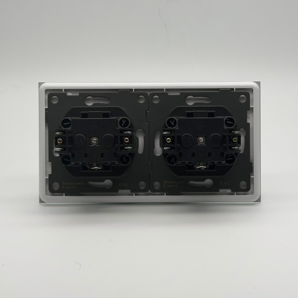 Glass MMW-2013 2 розетки с заземлением（Белый）