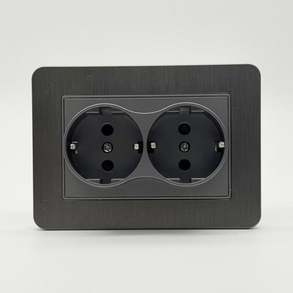 Aluminum MMC-030 Розетка двойная  с заземлением 120（Графит-Матовый）