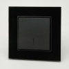 Glass MMB-005 1 клавишный проходной выключатель с LED（Черный-Матовый）