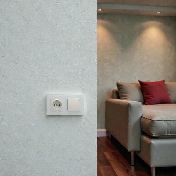 Glass MMW-001/013 1 клавишный 1 полюсный выключатель/ Розетка c заземления（Белый）